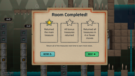 Curse Reverse screenshot showing a star chart after completing a room.