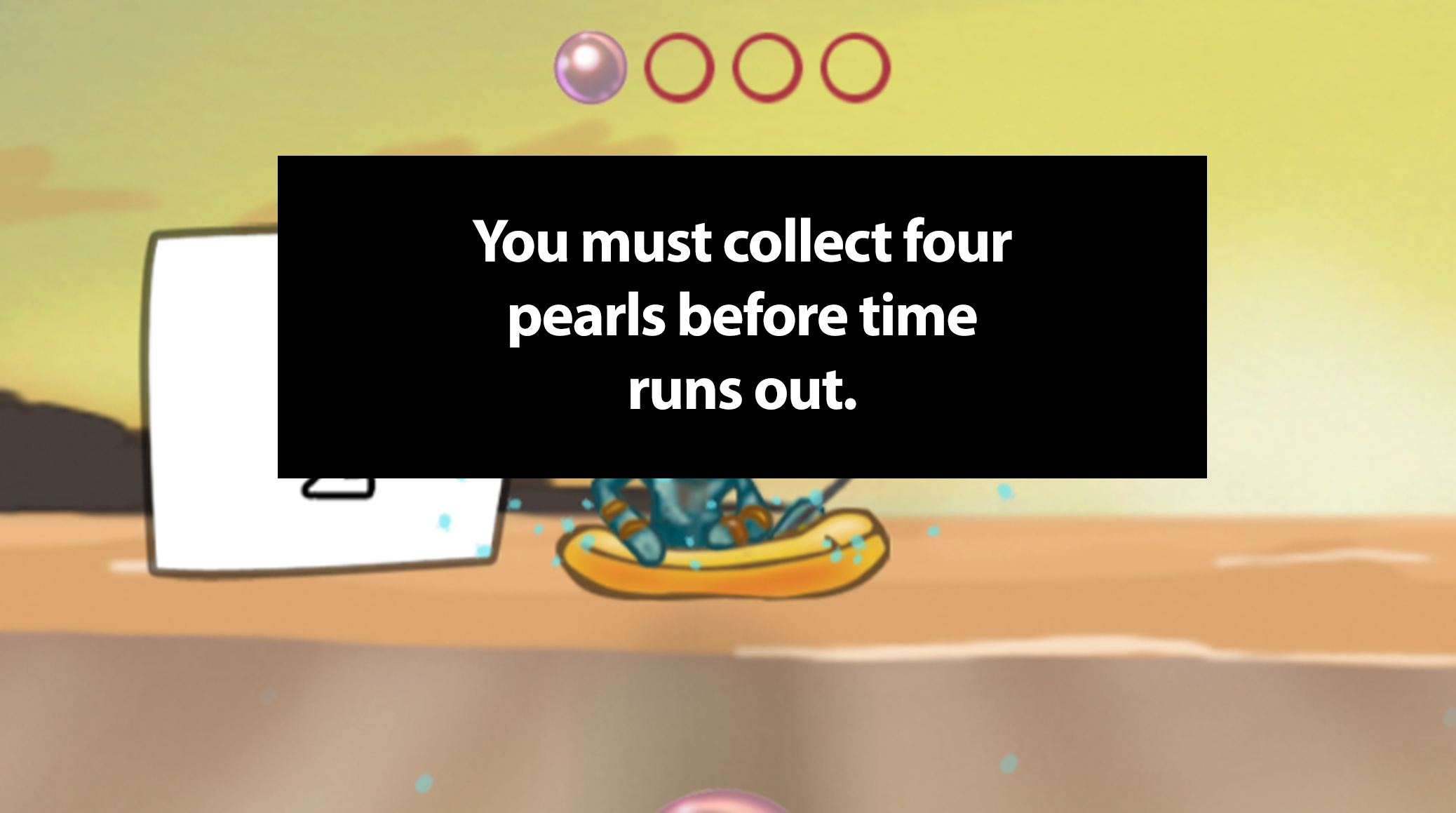 Pearl Diver screenshot showing that the player must collect pearls before time runs out
